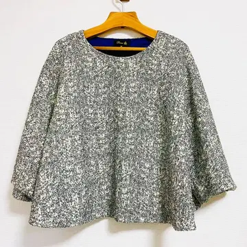 드로어 drawer 상의 튜닉 코튼 울 판초 화이트 블랙