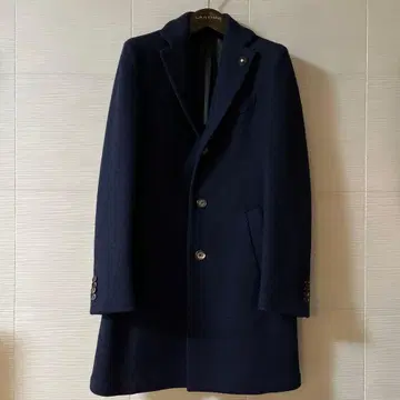 LARDINI 네이비 체스터 코트