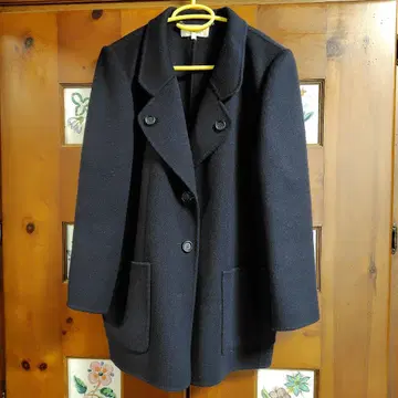 레리안 네이비 더블 브레스트 울 코트