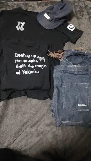 규카쿠 T셔츠 살롱 에이프런 캡 모자 세트