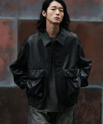 ARTIFICIAL GRAIN SHORT BLOUSON 블랙