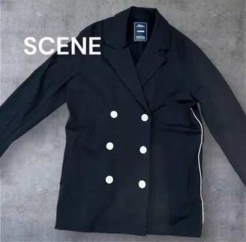 SCENE 더블 브레스트 자켓 블랙 오버 디자인