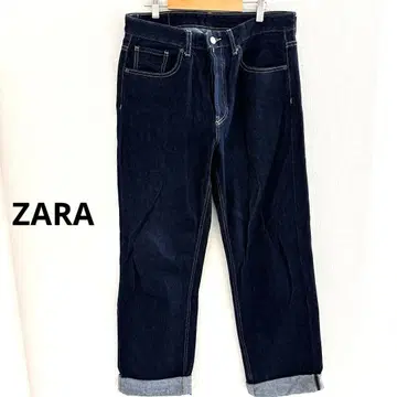 ZARA 남성용 스트레이트 데님 인디고 L 자라 와이드핏 여유로운