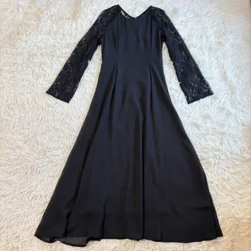 블루이스트 레이스 슬릿 슬리브 롱 기장 파티 드레스 블랙 S