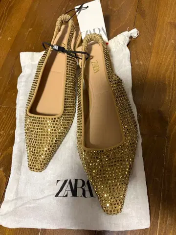 ZARA 골드 메쉬 플랫슈즈 새상품