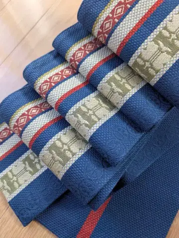 반폭 오비 반폭 오비 파랑 기하학 스트라이프 기모노 리버서블