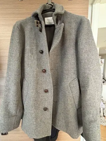 EDIFICE 그레이 피 코트 울 혼방