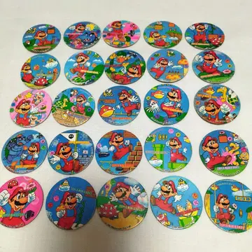 1 쇼와 레트로 당시물 슈퍼 마리오 브라더스 딱지 원형 딱지 25장