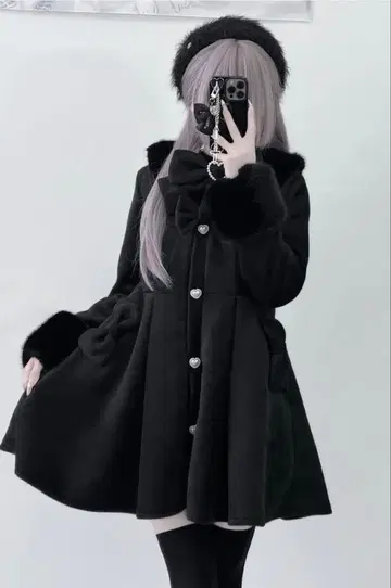 Belchic 퍼트림 펄 리본 스위트 코트 블랙 새상품 미사용