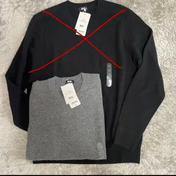 유니클로 캐시미어 크루넥 스웨터 캐시미어 100% 그레이 스웨터