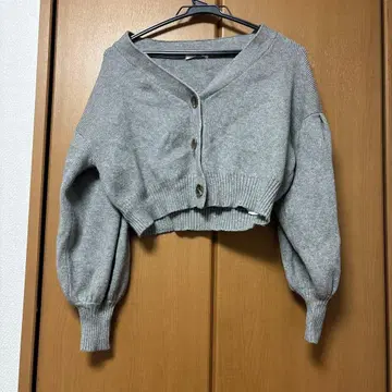 MURUA 그레이 볼륨 슬리브 가디건