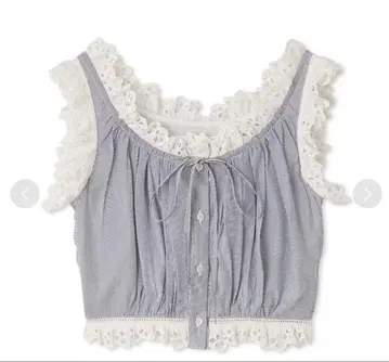 SNIDEL 크롭 코튼 프릴 블라우스 스트라이프