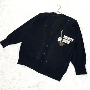 택 포함 새상품 비즈 자수 블랙 가디건 전체 버튼 어깨 패드