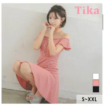 Tika 핑크 오프숄더 드레스 XXL