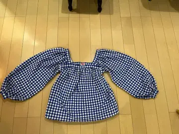 케이트 스페이드 체크 무늬 칠부 소매 블라우스