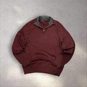 [ 새상품급 ] 노티카 하프 지퍼 니트 자수 로고 L 버건디 구제 의류
