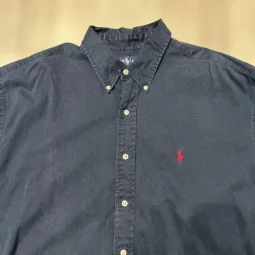 랄프 로렌 네이비 버튼 다운 셔츠 로고 자수 XL