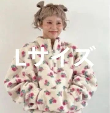 시마무라 ayano 보아 ZIP 꽃무늬 보아 하프 지퍼 L 크림