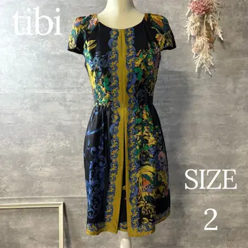 tibi 플라워 프린트 원피스 반팔 실크 100% 멀티 컬러 2