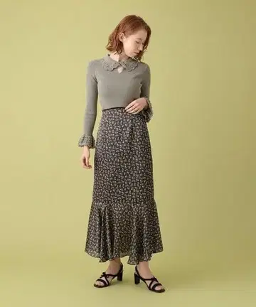 DEICY 빈티지 플라워 머메이드 스커트