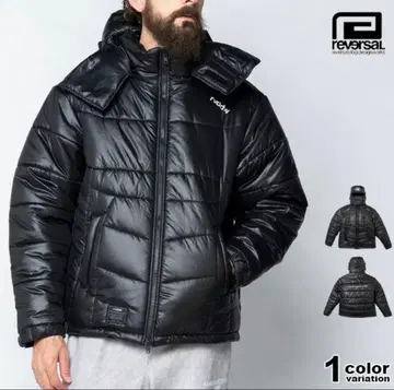 리버설 블랙 다운 자켓 후드 부착