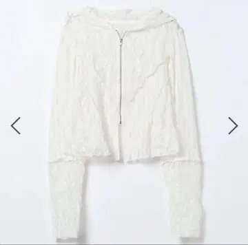 jeanasis 화이트 레이스풍 후드 부착 긴팔 상의