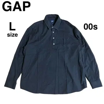00s GAP 갭 하프 버튼 긴팔 셔츠 블랙 L 표기 XL 상당