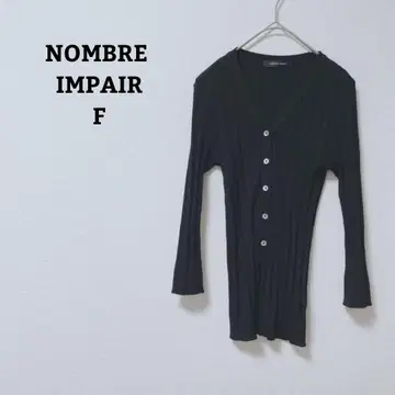 놈브르 임페어 니트 스웨터 모 100% 타이트 하프 버튼 7부 소매 F