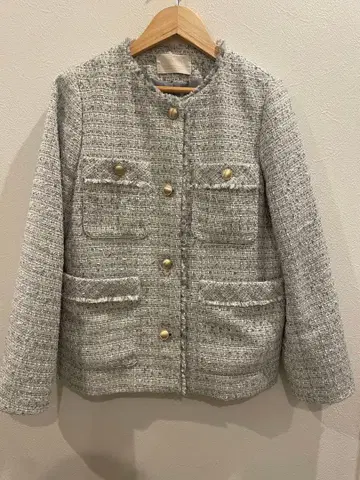 ANY SIS 노카라 자켓 그레이 믹스