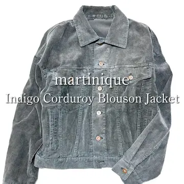 정가 46,200엔 마르티니크 인디고 코듀로이 블루종 자켓