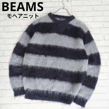 인기 완판 BEAMS 빔즈 모헤어 니트 스웨터 크루넥 굵은 보더