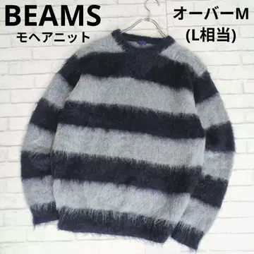 인기 완판 BEAMS 빔즈 모헤어 니트 스웨터 크루넥 굵은 보더