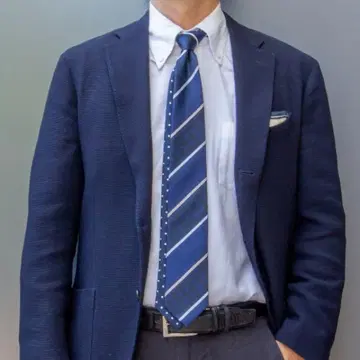 기린 리버서블 지라프 레지멘탈 도트 넥타이 네이비