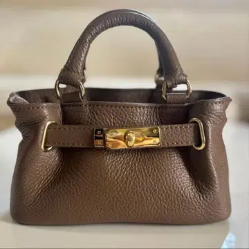 미로스 미니 숄더백 핸드백 2way 주름 가죽 브라운