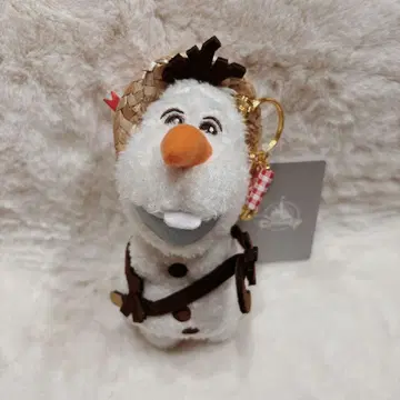 디즈니 스토어 올라프 봉제 인형 키체인 밀짚모자 여름