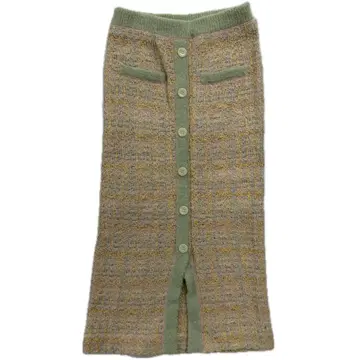 deicy 트위드풍 니트 롱 스커트 프론트 버튼 안감 부착