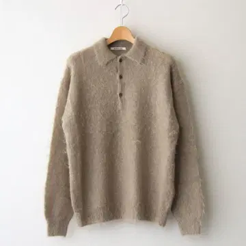 BRUSHED SUPER KID MOHAIR KNIT POLO