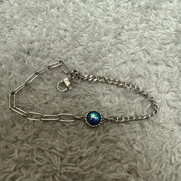 실버 체인 팔찌 컬러풀 스톤