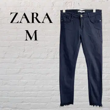 [ ZARA ] [ M ] 스키니 팬츠 여성용 네이비 캐주얼 컷오프