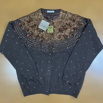 Les jours 비즈 장식 가디건 다크 그레이