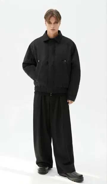 TRILLION 스웨이드 리벳 블루종 집업 자켓