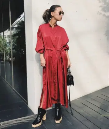 아메리 ameri 셔츠 원피스 와인 레드