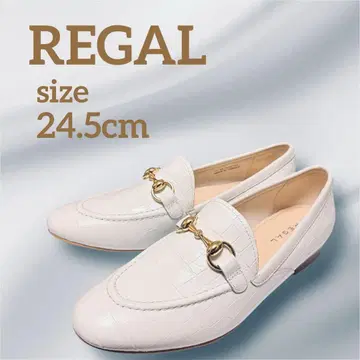 [컨디션 최상] REGAL 악어 무늬 비트 로퍼 화이트 24.5cm