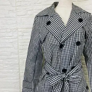 쿠랏사 깅엄 체크 패턴 트렌치코트 M [ 1868-19 ]