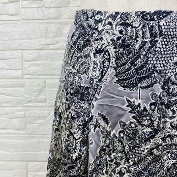 개버딘 K.T 스커트 M 페이즐리 무늬 고급 [ 2602-19 ]