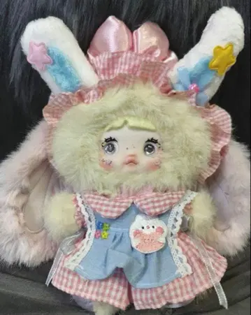 nommi 이세계 옐로우 컬러 핑크 깅엄 체크 토끼 귀 드레스