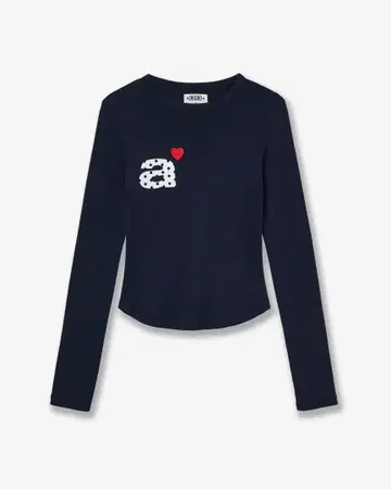 새상품 한국 aeae 긴팔T셔츠 폴카 도트 프린트 네이비 M