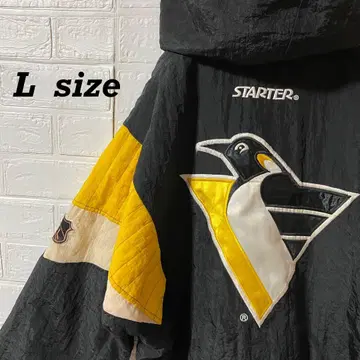 NHL 펭귄스 90s 하프 지퍼 충전솜 바시티 자켓