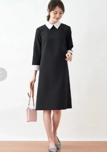 en recre 카라 부착 원피스 앙레클레 원피스 블랙 드레스