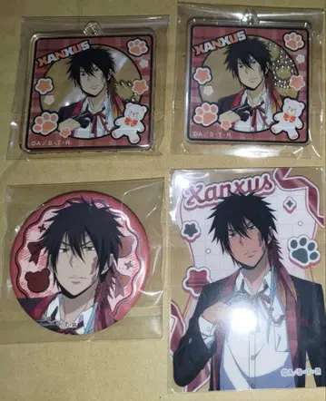 리본 테디베어 XANXUS 캔뱃지 클리어 카드 키링